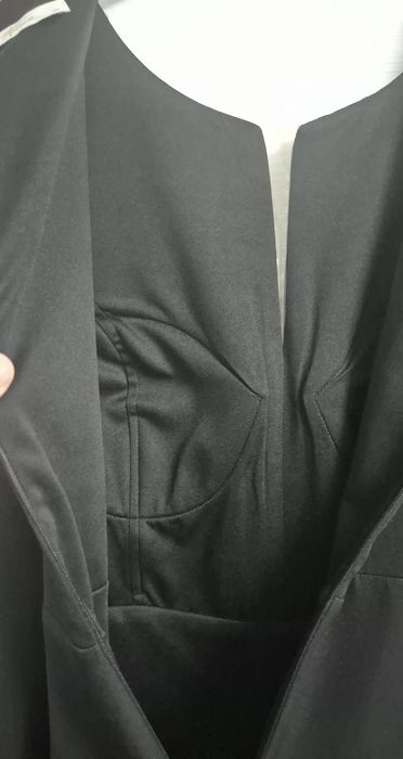 Rochie neagra nr.48 cu stras si franjuri