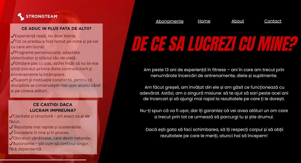 Plan antrenament fitness personalizat, definire/masa musculara