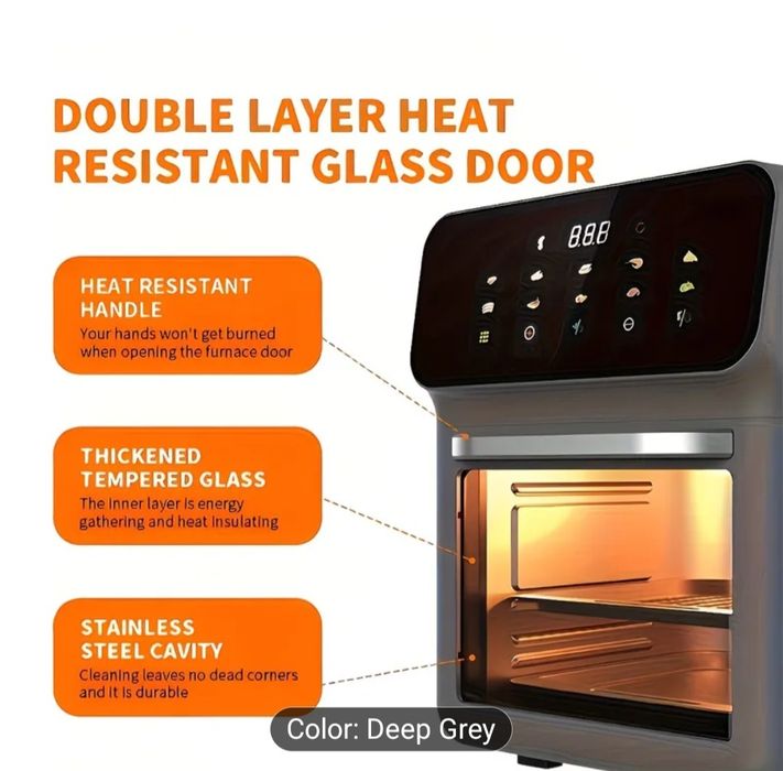 Air fryer, airfryer 9L cu dubla coacere si geam