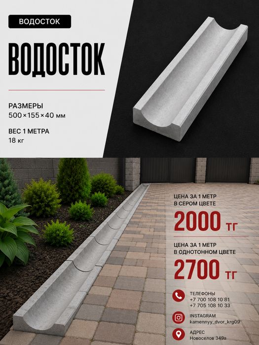 Поребрик. Бардюр. Волосток. Слив