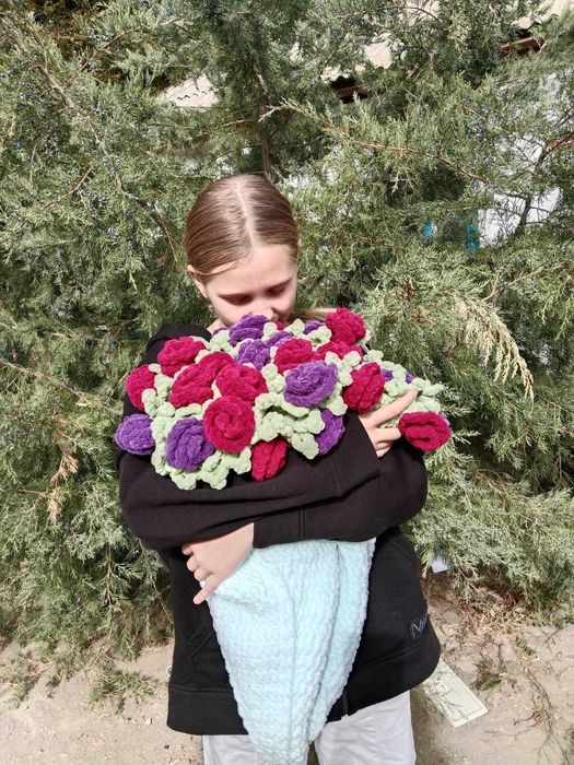 Детский плед ручной работы, ментоловый, круглый 118см