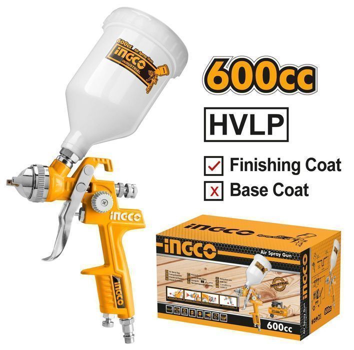 pistol de vopsit cu vas metalic 600cc ingco