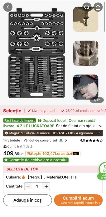 Set de filetat din oțel aliat, 110 piese, set de filiere și taroduri cu clichet, set de filetat cu valiză pentru instalații sanitare, conducte de gaz,