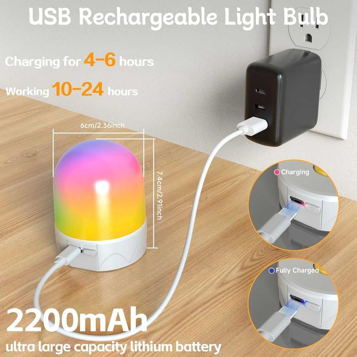 USB акумулаторна крушка с дистанционно управление, 12 цвята, 5w