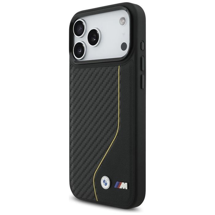 Case bmw m carbon line & logo magsafe for iphone 17 pro max yellow