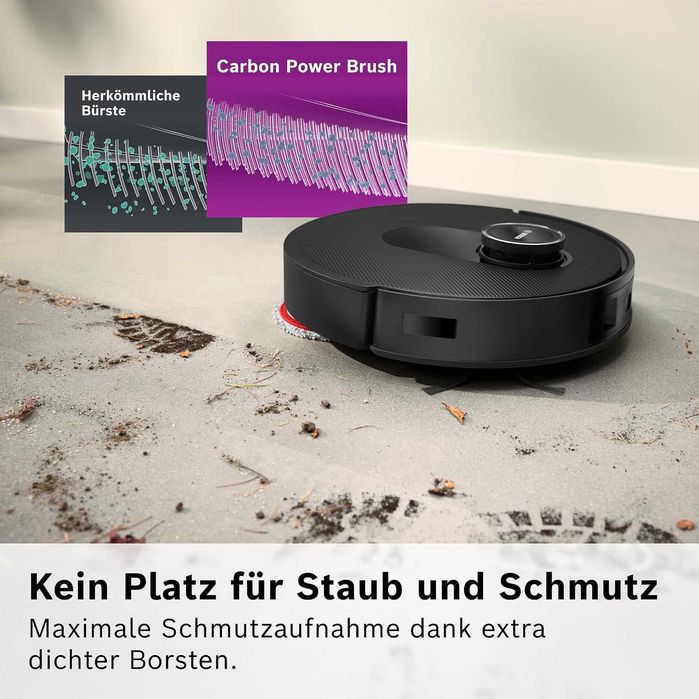 Прахосмукачка робот Bosch Spotless Max BCRDW3B с функция за избърсване, всмукателна мощност 11 000 Pa, моп, станция за мокро и сухо почистване