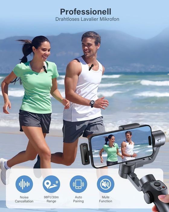 Microfon Lavalier Wireless Mini 2-Pack cu Reducerea Zgomotului - Plug & Play