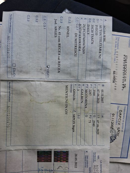 Camion de vanzare 3,5 tone carosat stil cub marca Iveco