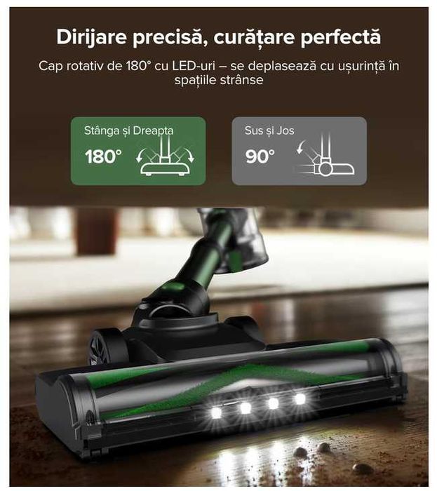 Aspirator vertical fara fir Vactidy V9 Pro, 6 in 1, 550W/45 KPa/60 Minute