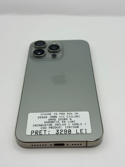 Iphone 15 Pro Max 256GB Gri 100% Garantie Rate BuyBack - zonemag.ro