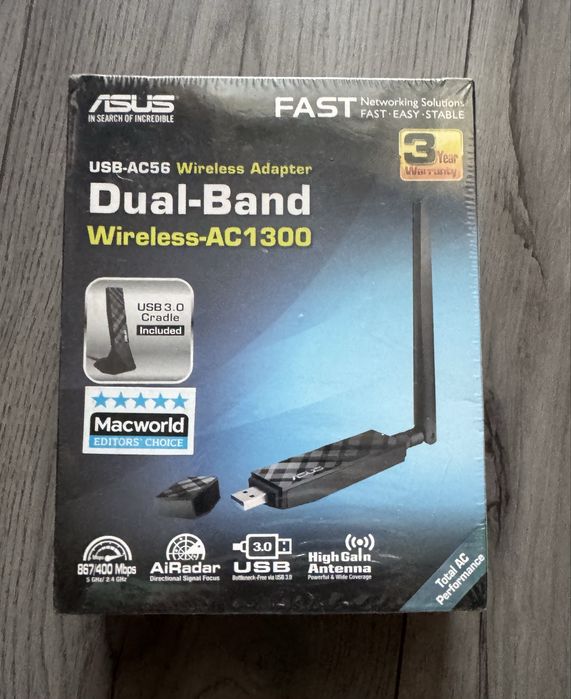 Adaptor Wireless ASUS USB-AC56 AC1300, Dual-Band, AiRadar