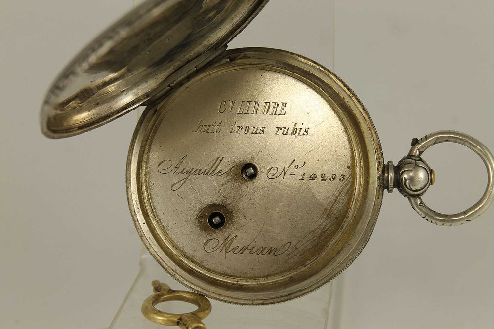 19 Век Швейцарски Джобен Сребърен Цилиндър С Ключе