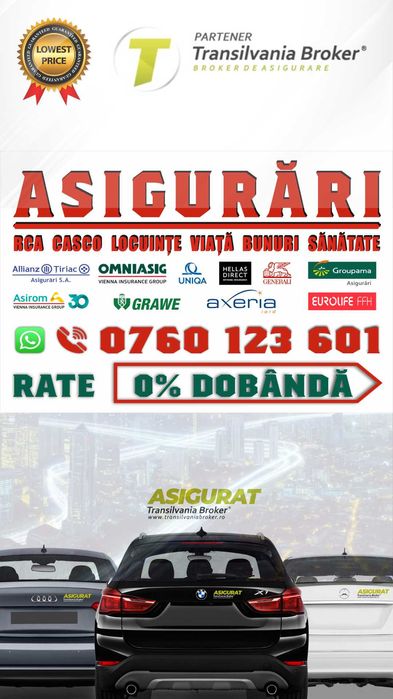 Asigurari in RATE asigurare RCA / CASCO / sănătate / călătorie