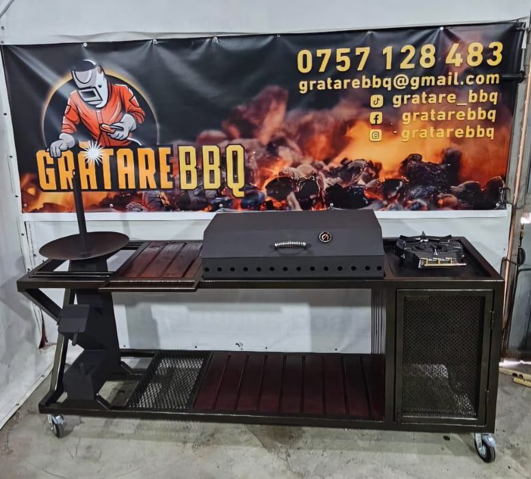 Grătar cu plita blat de lucru grătar complet și arzător pe gaz