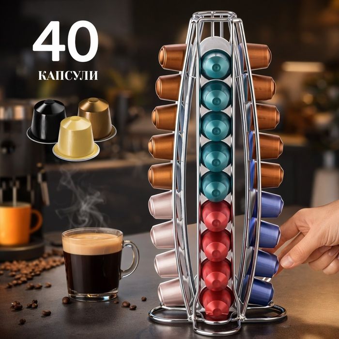 Въртящ се диспенсър за кафе Cheffinger, за капсули Nespresso – капацит