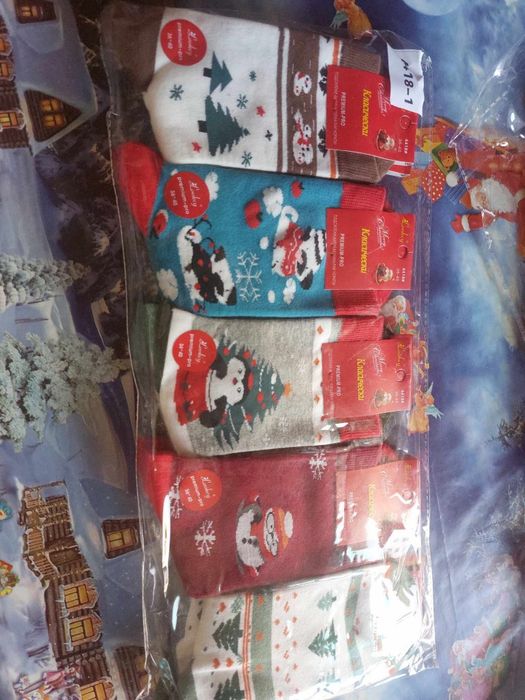 Дамски чорапи с коледни мотиви, 10 чифта, от 1дизайн по 2 чифта в комп