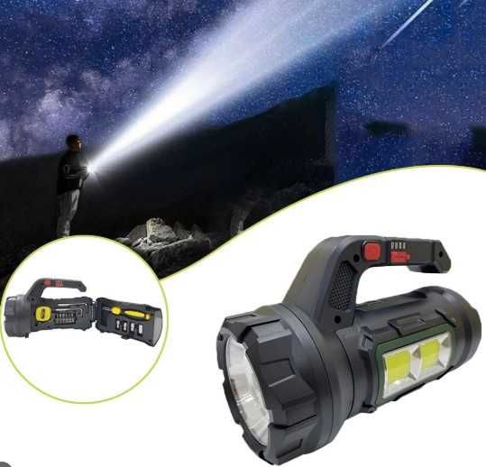 Мощен LED фенер прожектор 17в1  с вградена кутия за инструменти