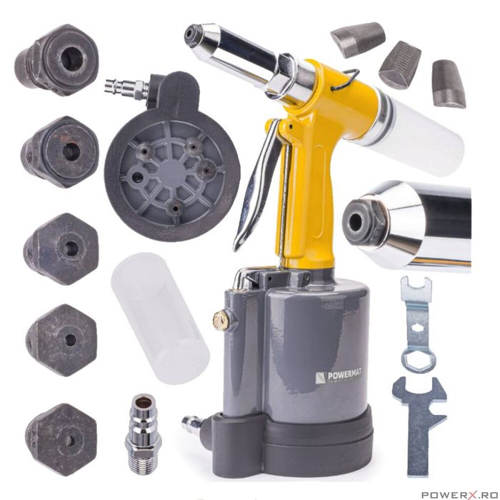 Pistol pentru nituit pneumatic, pop nituri 1400 Kg, Powermat