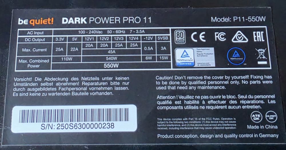 Sursa gaming be Quiet! Dark Power Pro 550W certificare 80 Plus Platinum