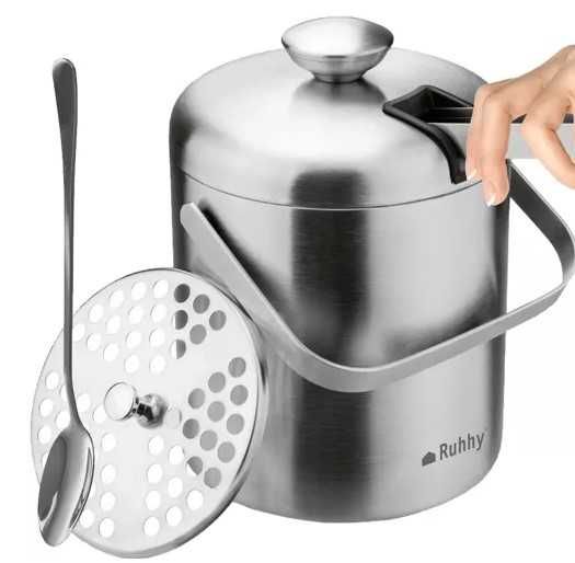 Двустенна термо ледарка за лед с капак, двойни стени, шипка и лъжица