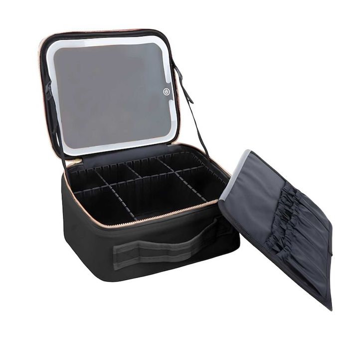 Козметична чанта с LED огледало, регулируеми отделения, органайзер