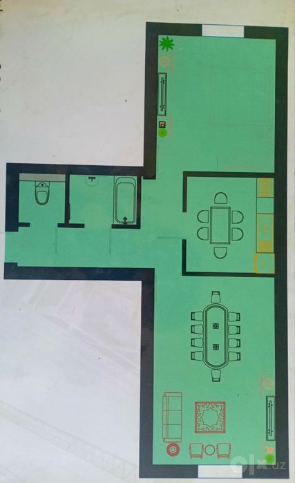 9-qavatli domning 7-qavagidagi 2 xonali uy sotiladi