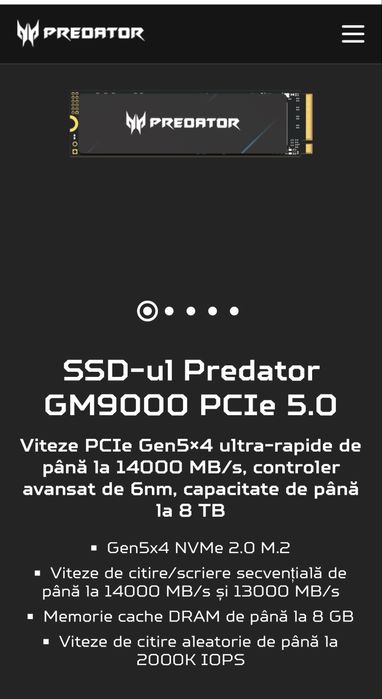Predator GM9000 Gen5 Gaming SSD 8TB