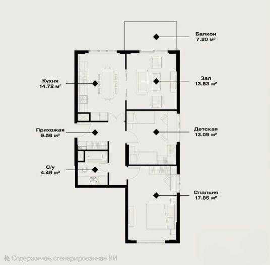 (Добрый) O’z Mahal, 73,12 м², 3/3/14, Просторная квартира