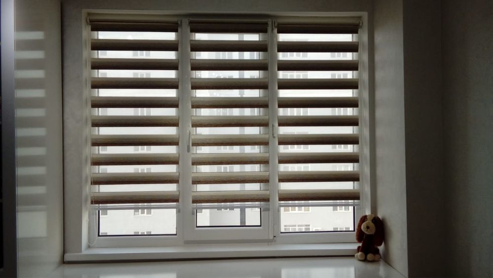 Жалюзи Алматы. Ролл-шторы. День-ночь.