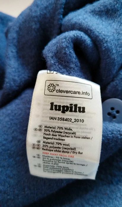 Salopete lana merinos 62/68 bej roz albastru