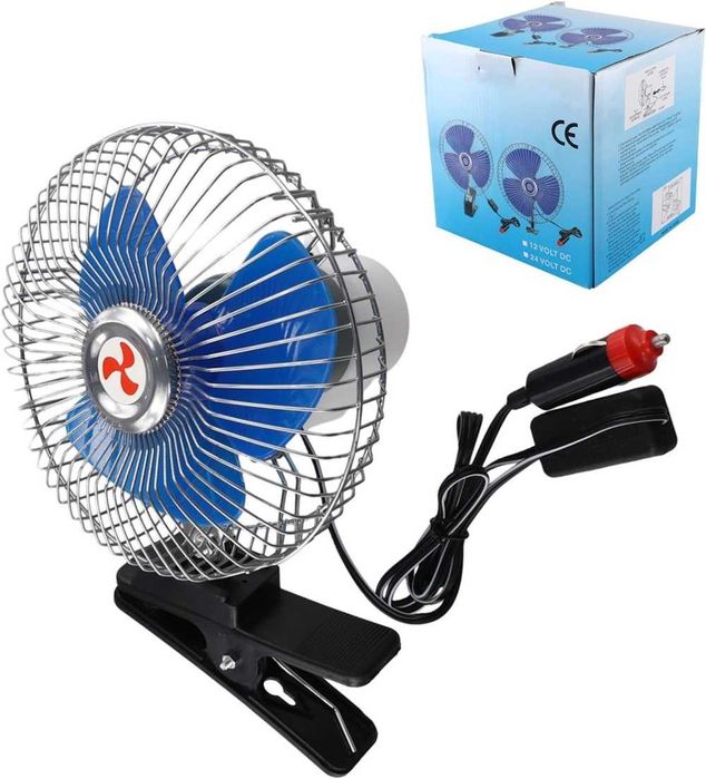 Мощен вентилатор за кола/камион с щипка - 6 инча 12V/24V