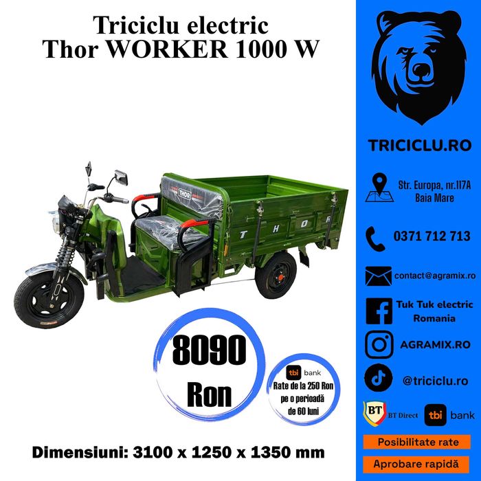 triciclu electric nou thor worker made in ro in rate