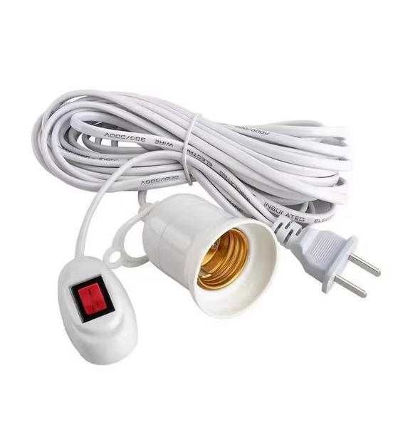 10М Кабел Удължаваща Фасунга с Щепсел и Ключ Крушка E27 Фасонка с Кука Лампа Превключвател Адаптер за Гнездо за Крушка E27 Държач за Лампа с Окачване