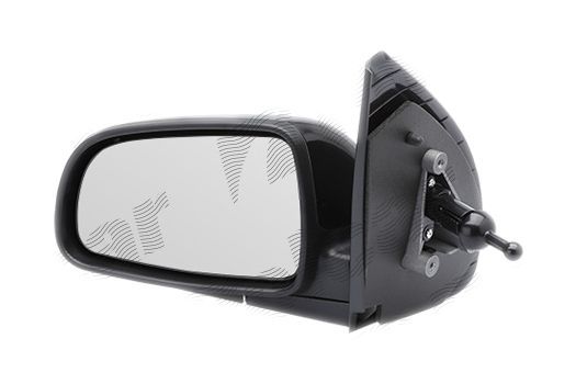 Oglinda exterioara Chevrolet Aveo Hb (T255), 04.2008-05.2011, Aveo Sedan (T250), 03.2006-05.2011, stanga/dreapta, culoare sticla crom, sticla convexa, carcasa grunduita neagra, ajustare manuala,