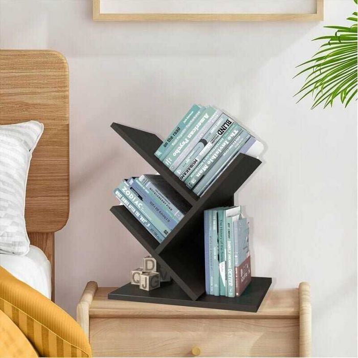 Книжная полка Полки-Елки "Ёлка", ЛДСП черная, универсальная, 50x45x20