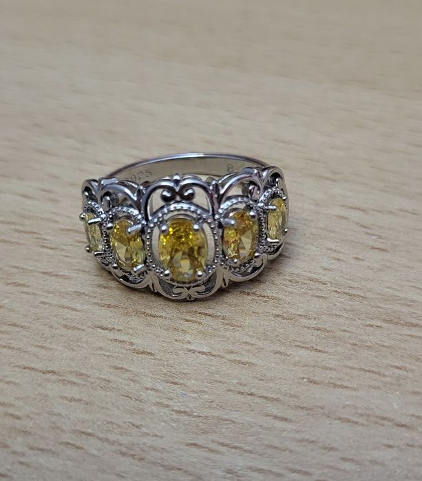 Inel argint elegant cu zirconii galbene model arăbesc nr.8-18.1 mm