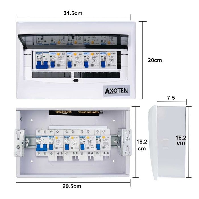 Tablou de distribuție AXOTEN echipat cu MCB 2P si diferentiale MCBO