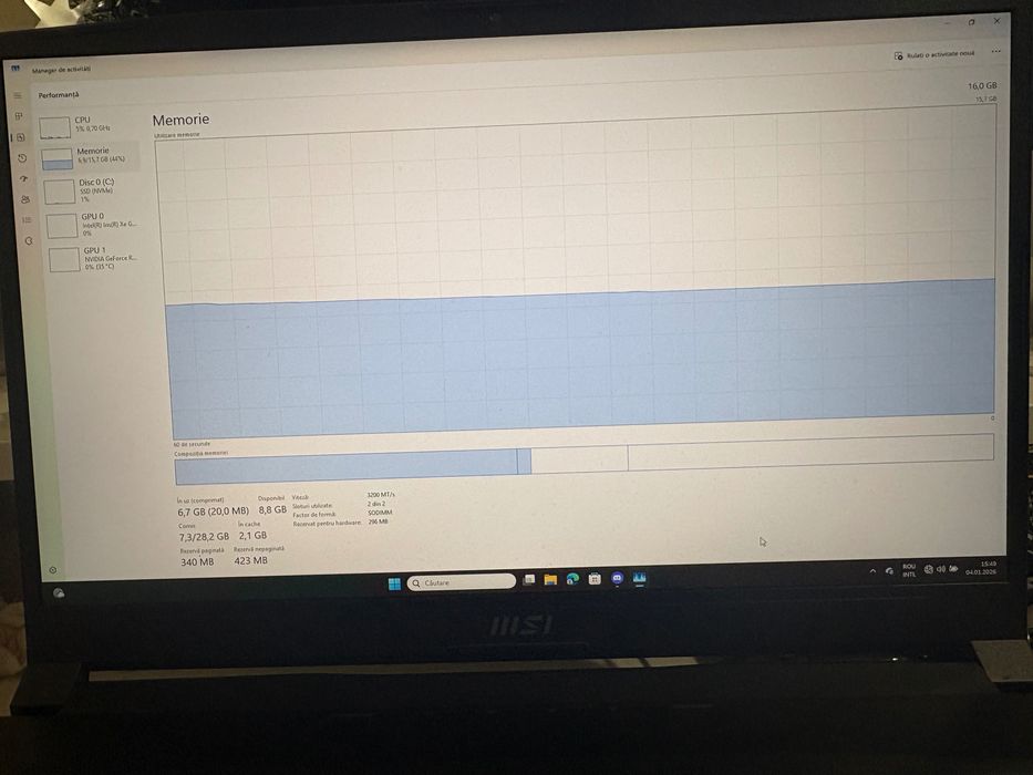 Leptop msi gaming rtx 3070 2 GPU RAM DDR4