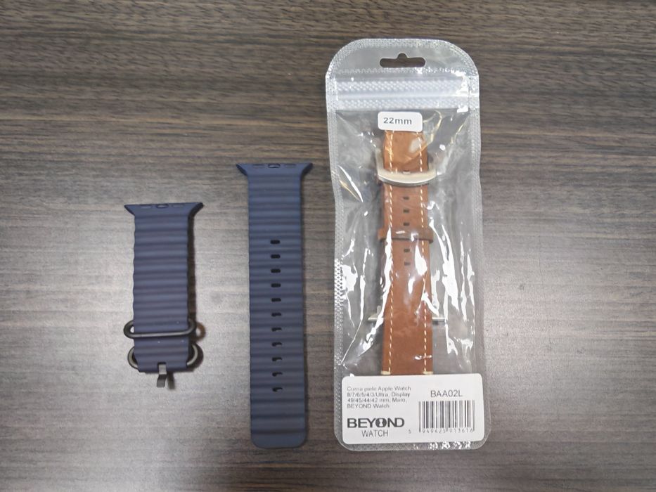 2 броя  Каишка за Apple watch 49/45/44/42mm blue / leather кожена