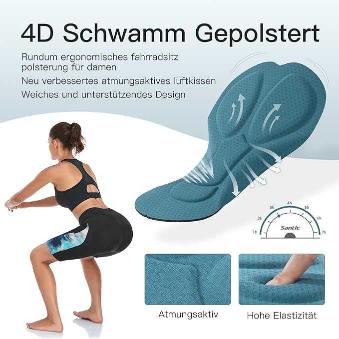 Дамски колоездачни шорти Santic с 4D подплънка и джоб