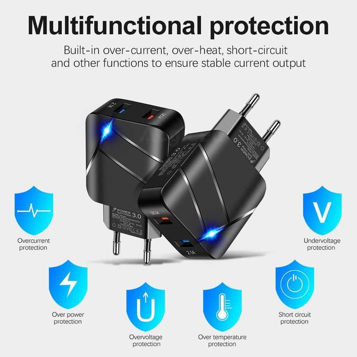 Бързо USB зарядно TE-820, 28W, 2 USB извода