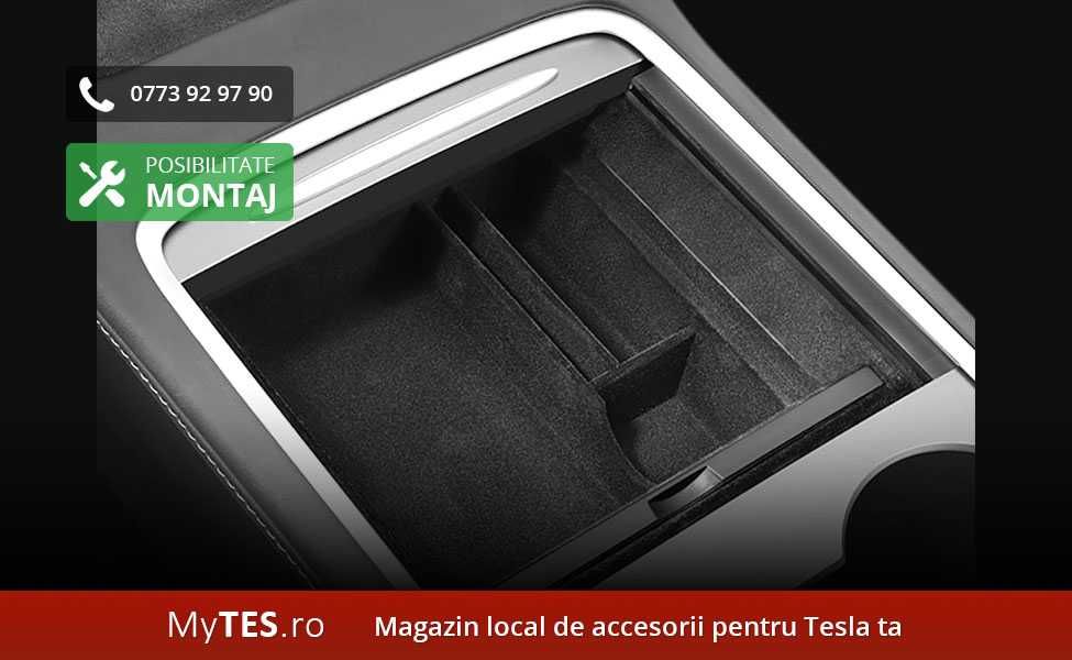 Cutii depozitare velur consola centrala - Tesla Model 3 / Y