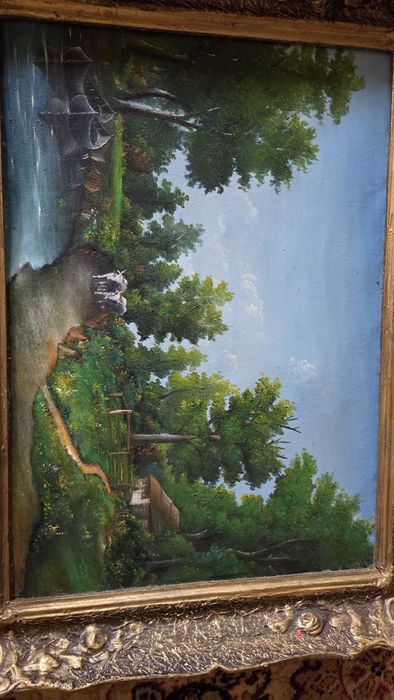 Tablou vechi pictat in ulei 60-80 cm