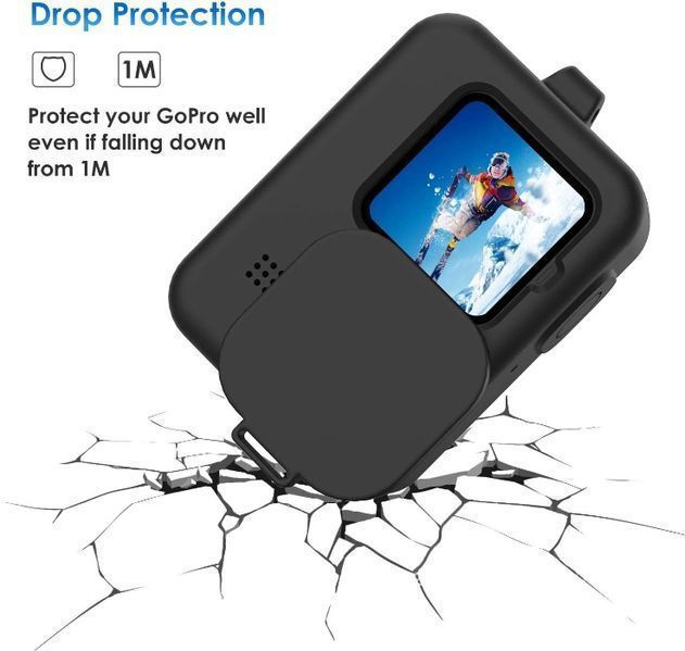 Калъф за GoPro Hero 9/10/11/12/13 Black, Капаче, Силикон, Черен/Син