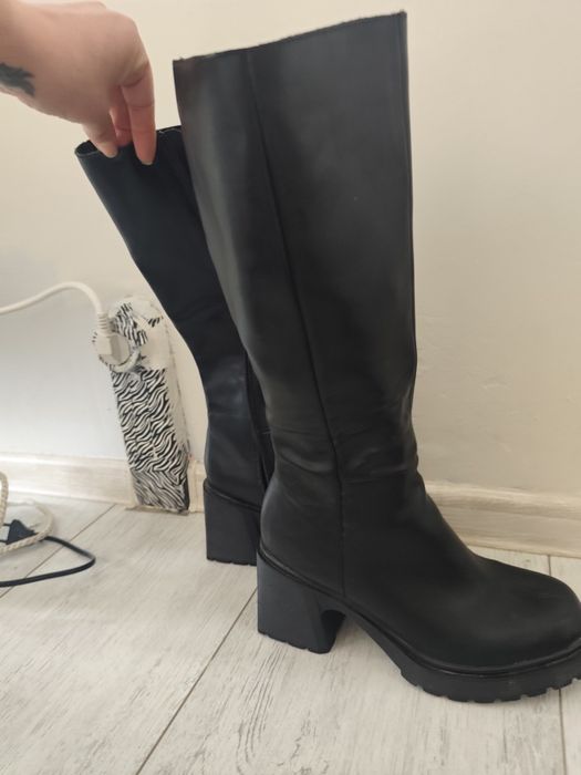 Естествена кожа дамски ботуши