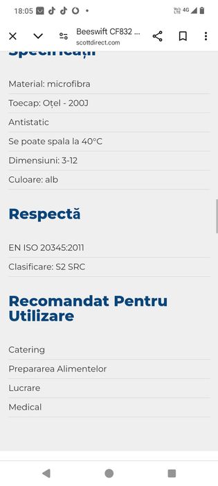 Pantofi safety albi noi m43