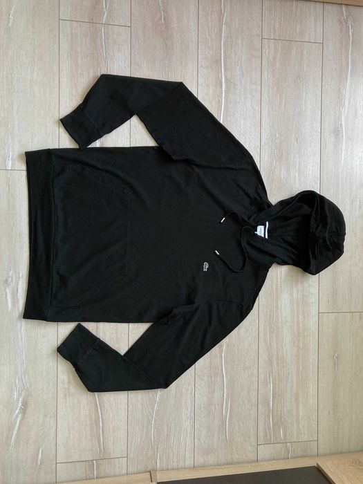 Lacoste тънка черна блуза фланела с качулка суитчър суичър размер М