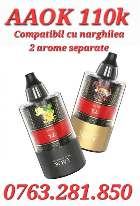 NOU! Vape AAOK 110k COMPATIBIL cu NARGHILEA,  2 arome separate
