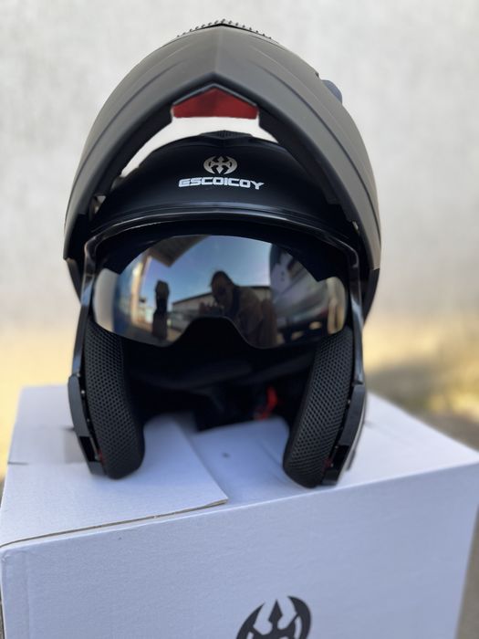 Cască Moto Flip-Up Nouă, cu Ochelari și Vizieră Neagră S, M, L XL