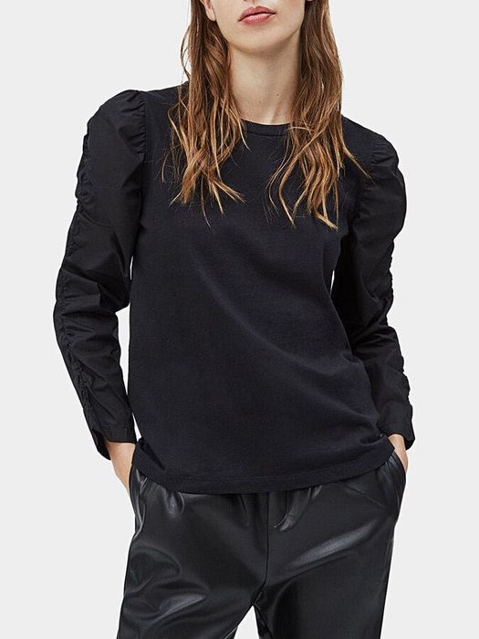 Pepe Jeans сет кожена пола и блуза с буфан ръкав